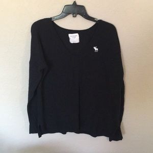 Abercrombie & Fitch Black V-neck Sweater Sz L